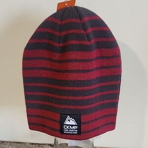 CKMP Carl Kuster Striped Beanie - Maroon & Charcol Grey